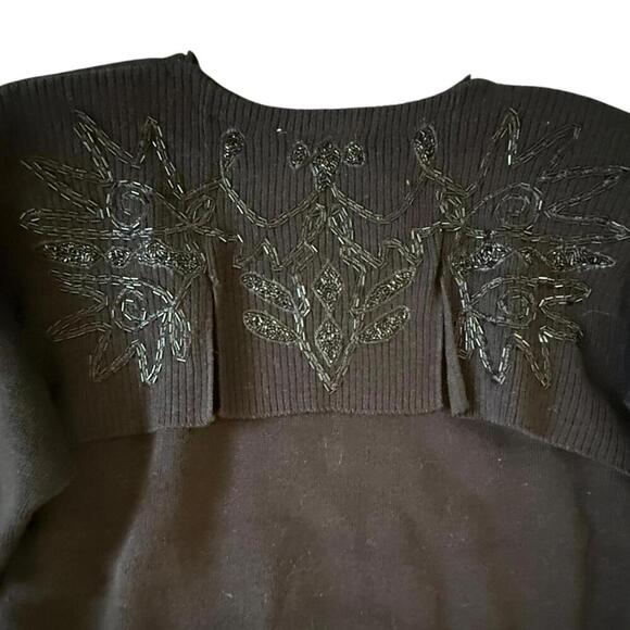 Bonnie Boerer Black Sweater NWT Small – Beaded Embellished 80s Glam Knit - Picture 5 of 10